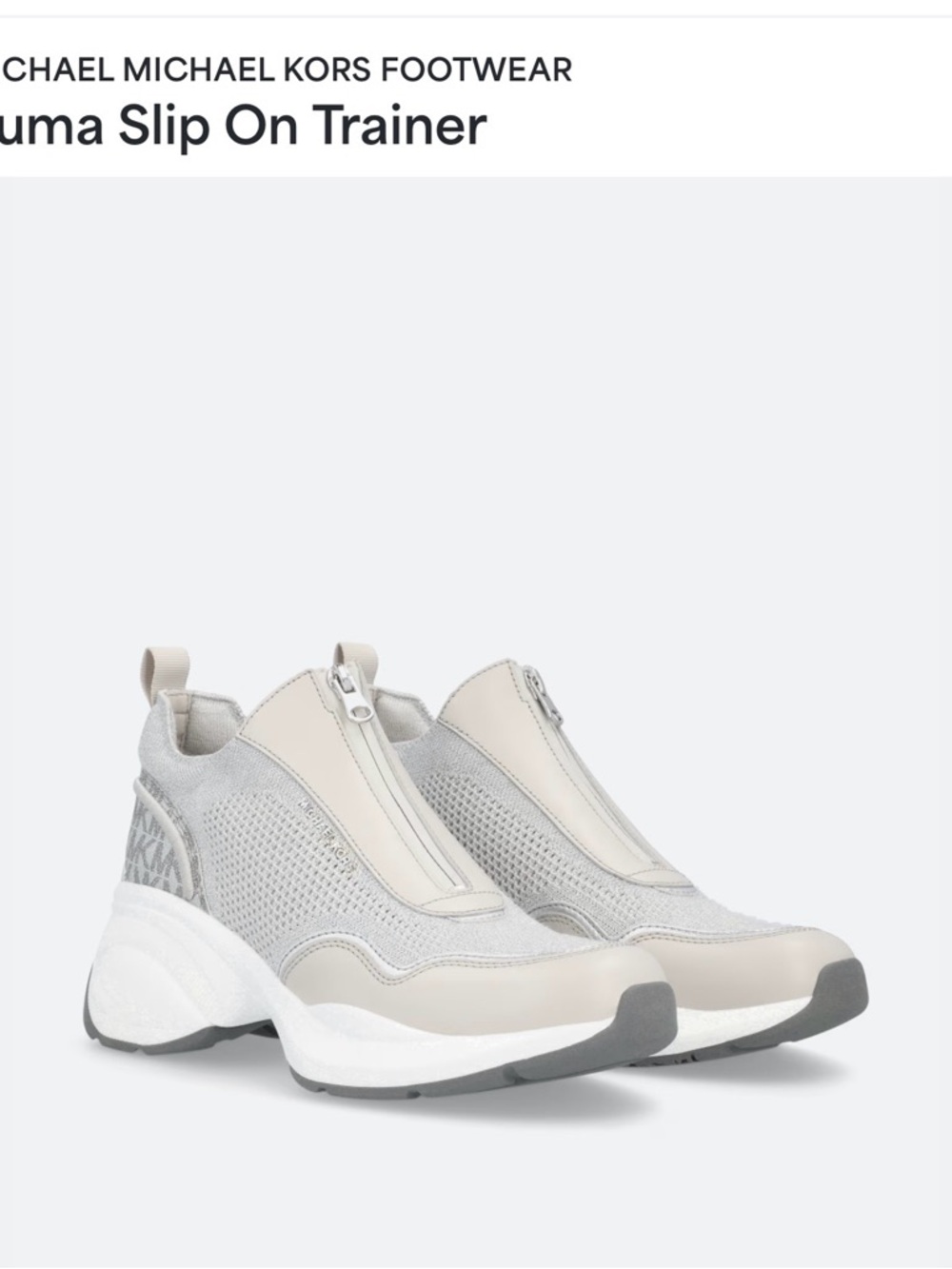 Michael Kors Light Gray and Cream Slip-On Sneakers